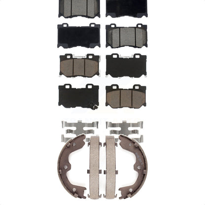 Ceramic Brake Pads And Parking Shoes Front Rear Kit For INFINITI G37
