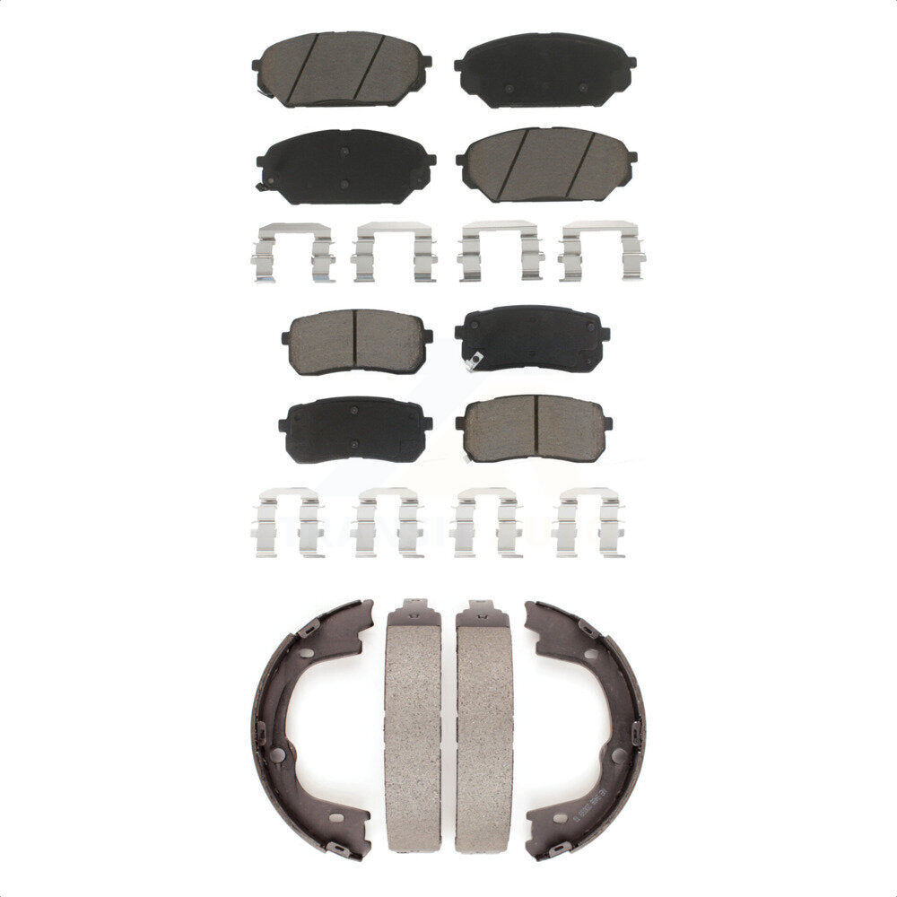Ceramic Brake Pads & Parking Shoes Front Rear Kit For 2007-2012 Hyundai Veracruz