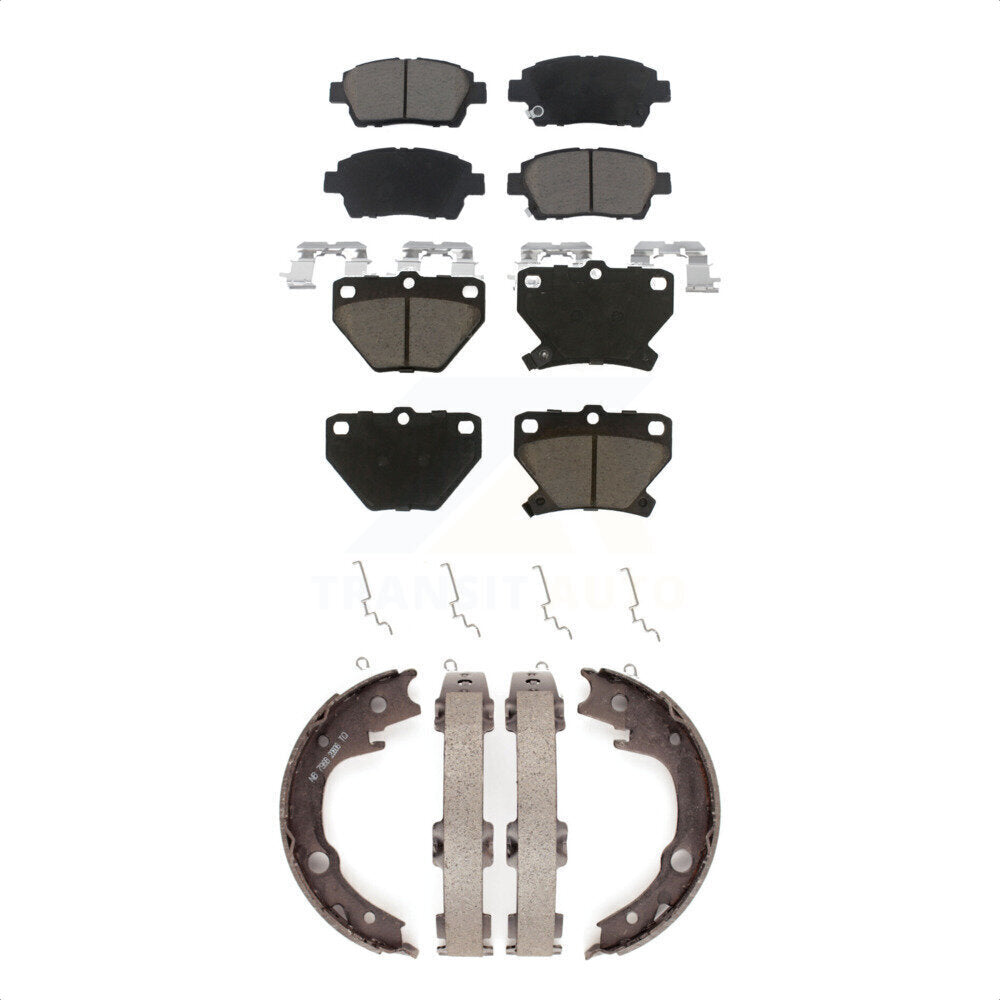 Ceramic Brake Pads And Parking Shoes Front Rear Kit For 2000 Toyota Celica GT
