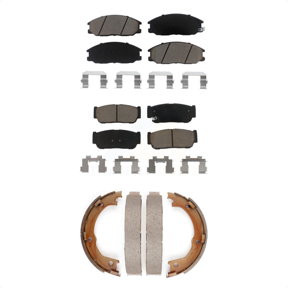 Ceramic Brake Pads And Parking Shoes Front Rear Kit For 2003-2009 Kia Sorento