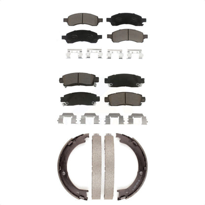 Ceramic Brake Pads And Parking Shoes Front Rear Kit For GMC Acadia Buick Enclave