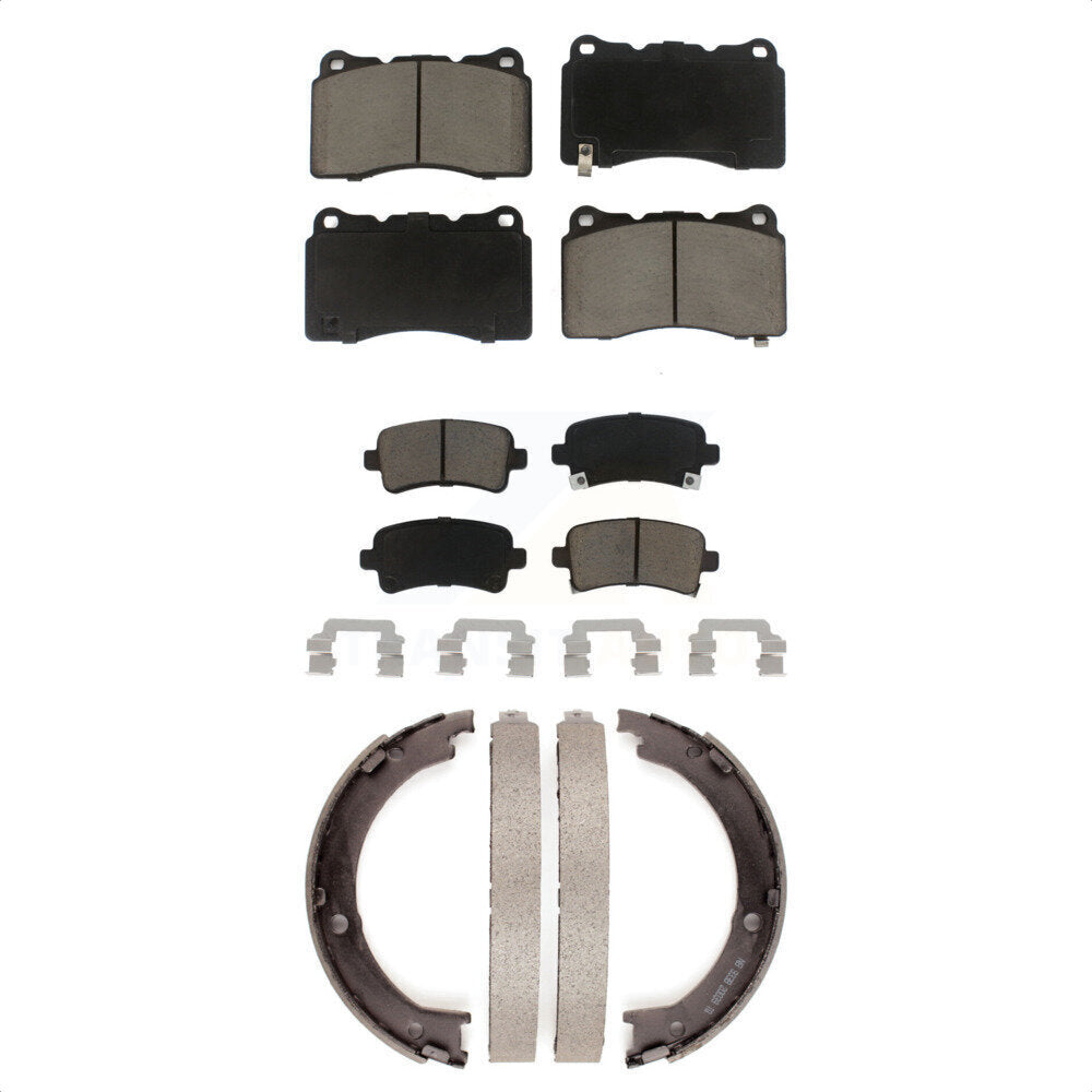 Ceramic Brake Pads And Parking Shoes Front Rear Kit For Cadillac XTS