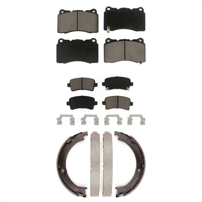 Ceramic Brake Pads And Parking Shoes Front Rear Kit For Cadillac XTS