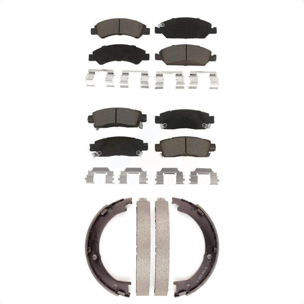 Ceramic Brake Pads And Parking Shoes Front Rear Kit For Cadillac XTS