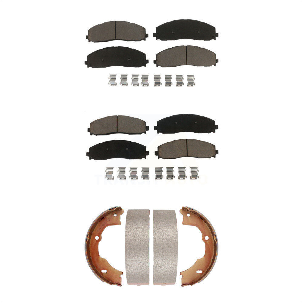 Ceramic Brake Pads And Parking Shoes Front Rear Kit For Ford F-450 Super Duty