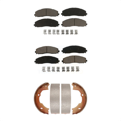 Ceramic Brake Pads And Parking Shoes Front Rear Kit For Ford F-450 Super Duty