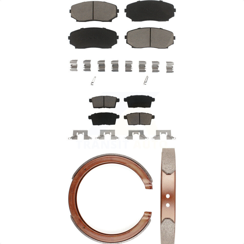 Ceramic Brake Pads Parking Shoe Front Rear Kit For Ford Edge Mazda CX-7 CX-9 MKX