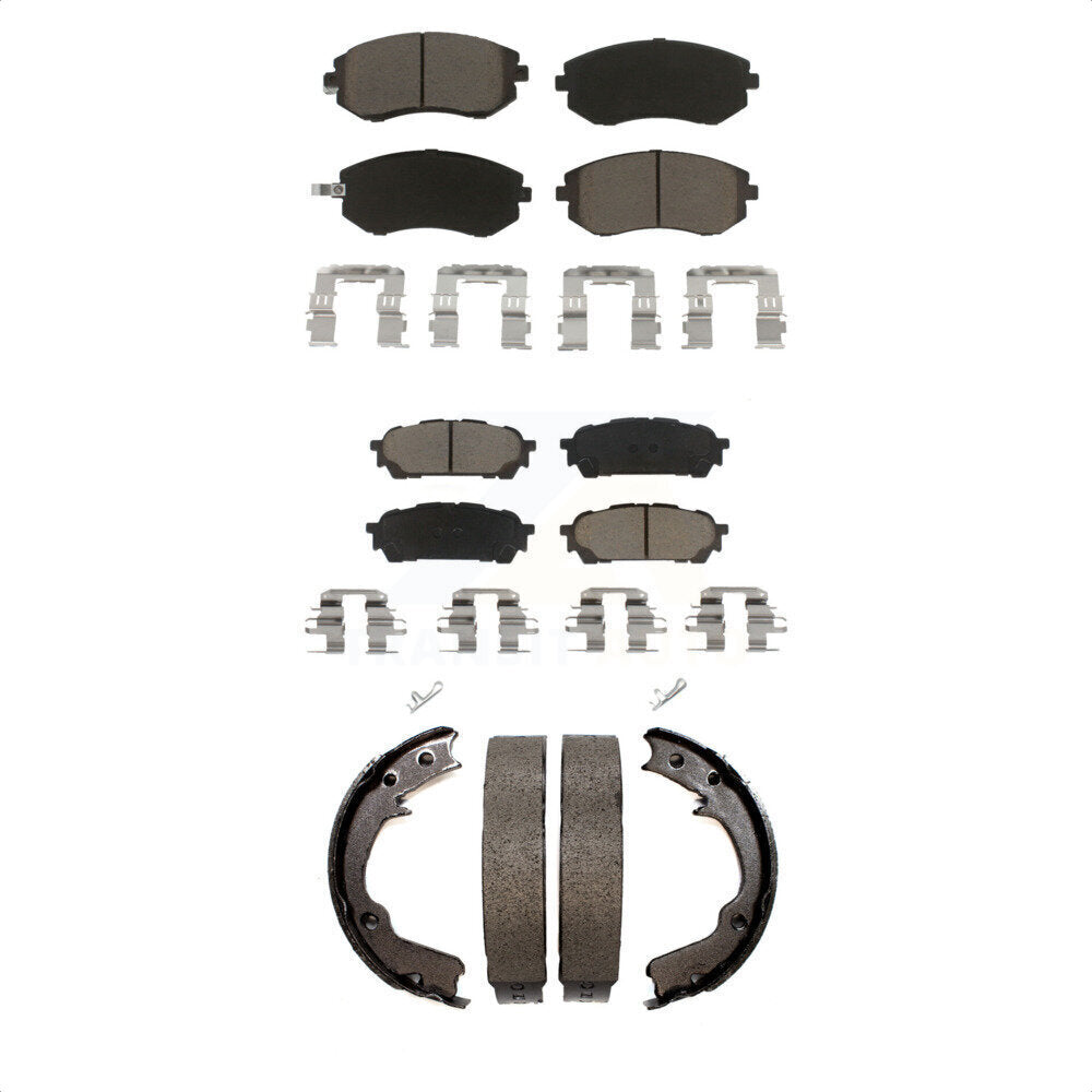 Ceramic Brake Pads Parking Shoes Front Rear Kit For Subaru Impreza Forester Saab