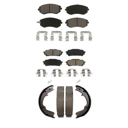 Ceramic Brake Pads Parking Shoes Front Rear Kit For Subaru Impreza Forester Saab
