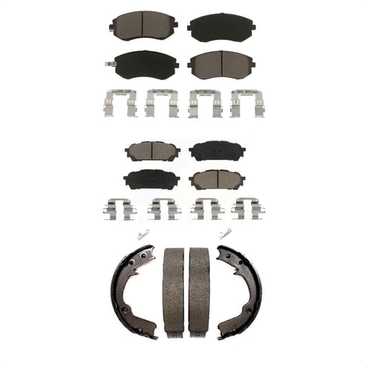 Ceramic Brake Pads Parking Shoes Front Rear Kit For Subaru Impreza Forester Saab