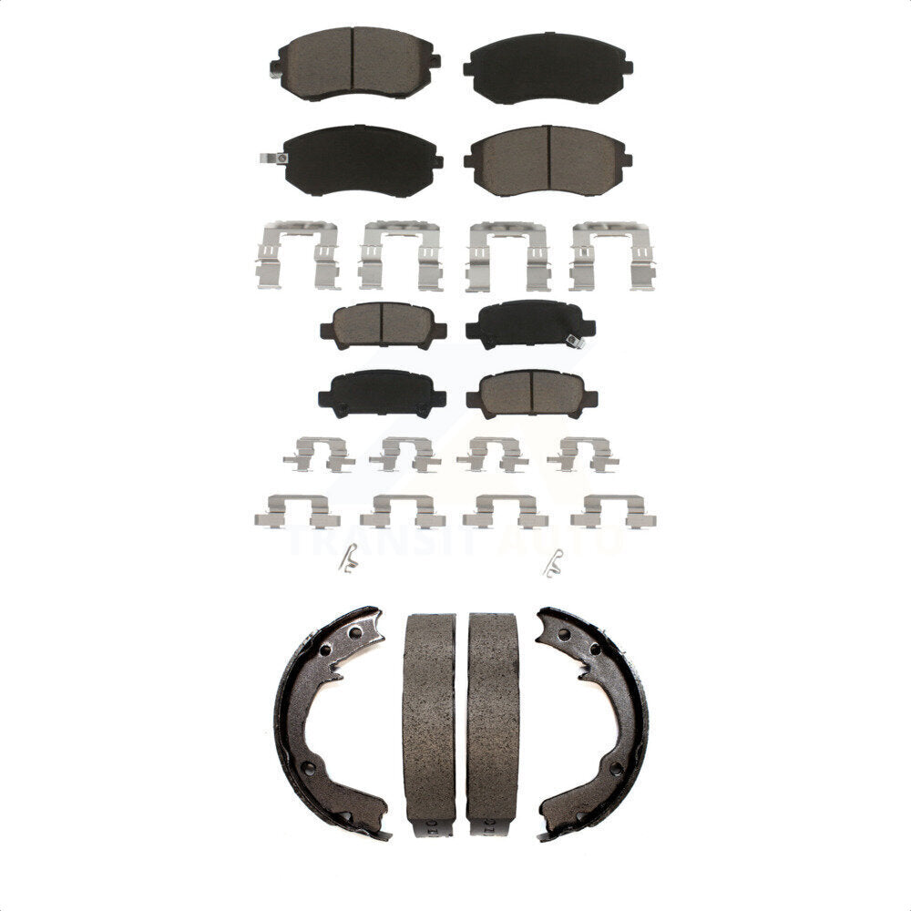 Ceramic Brake Pads And Parking Shoes Front Rear Kit For Subaru Impreza Forester