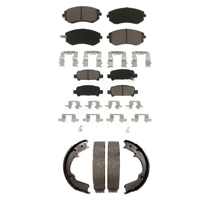 Ceramic Brake Pads And Parking Shoes Front Rear Kit For Subaru Impreza Forester