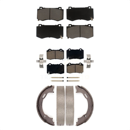 Ceramic Brake Pads & Parking Shoes Front Rear Kit For Dodge Chrysler 300 Charger