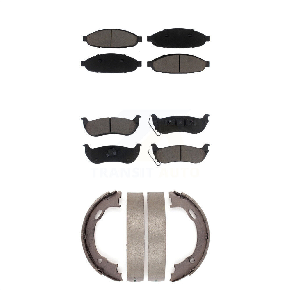 Ceramic Brake Pads & Parking Shoe Front Rear Kit For 2004-2008 Chrysler Pacifica