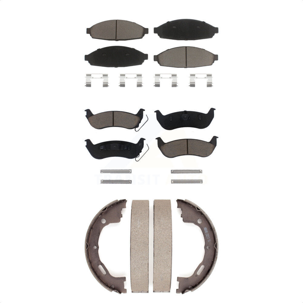 Ceramic Brake Pads & Parking Shoes Front Rear Kit For Mercury Grand Marquis Ford