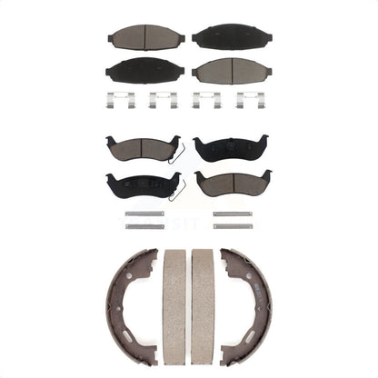 Ceramic Brake Pads & Parking Shoes Front Rear Kit For Mercury Grand Marquis Ford