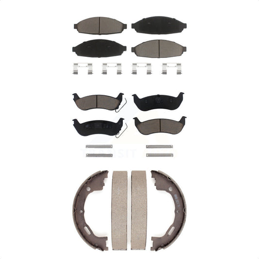 Ceramic Brake Pads & Parking Shoes Front Rear Kit For Mercury Grand Marquis Ford