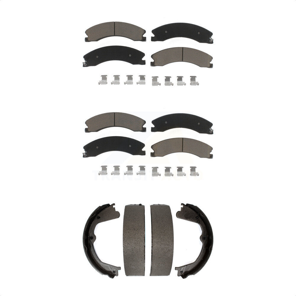 Ceramic Brake Pads Parking Shoes Front Rear Kit For Chevrolet GMC Silverado 2500