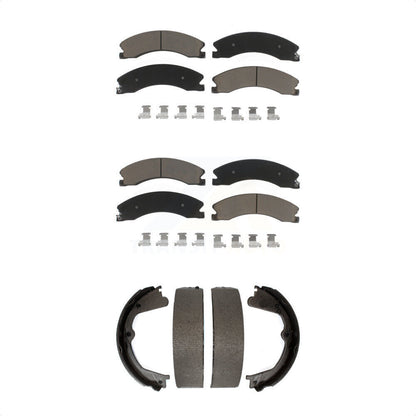 Ceramic Brake Pads Parking Shoes Front Rear Kit For Chevrolet GMC Silverado 2500