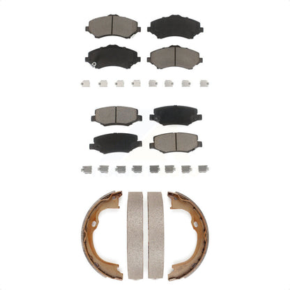 Ceramic Brake Pads And Parking Shoes Front Rear Kit For Jeep Wrangler Liberty JK