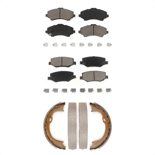 Ceramic Brake Pads And Parking Shoes Front Rear Kit For Jeep Wrangler Liberty JK