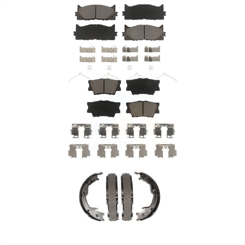 Ceramic Brake Pads And Parking Shoes Front Rear Kit For Toyota Camry Lexus ES350