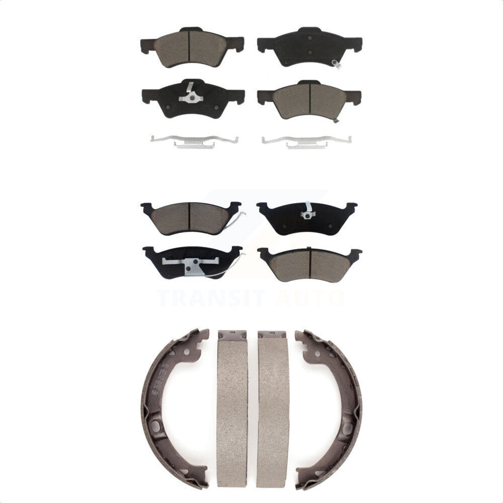 Ceramic Brake Pads Parking Shoes Front Rear Kit For Dodge Grand Caravan Chrysler