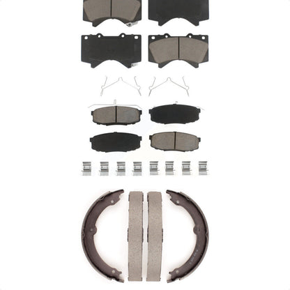 Ceramic Brake Pads & Parking Shoe Front Rear Kit For Toyota Tundra Sequoia Lexus