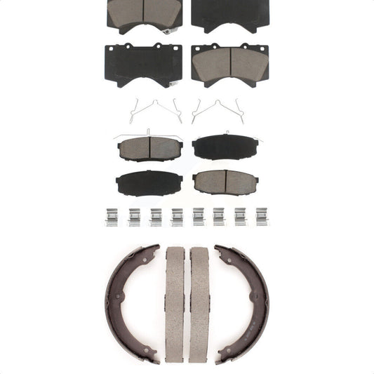 Ceramic Brake Pads & Parking Shoe Front Rear Kit For Toyota Tundra Sequoia Lexus