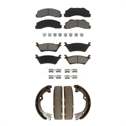 Ceramic Brake Pads And Parking Shoes Front Rear Kit For Ford F-150