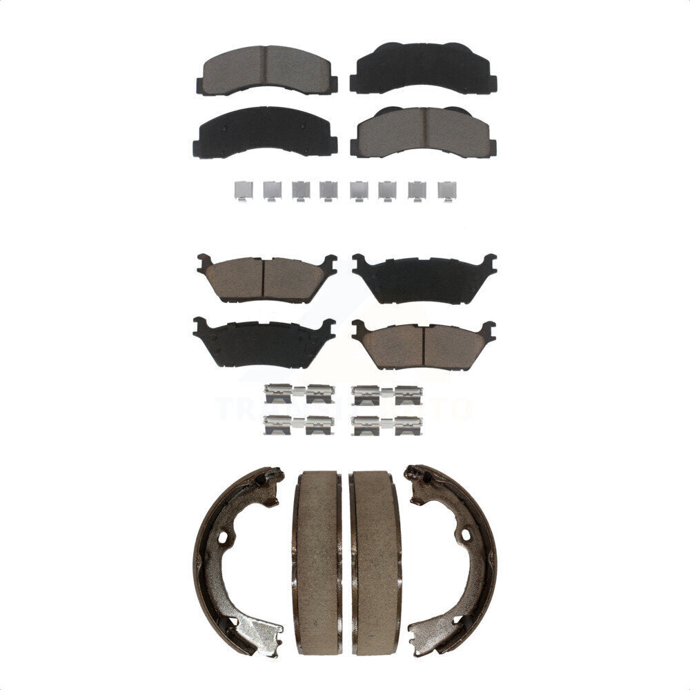 Ceramic Brake Pads And Parking Shoes Front Rear Kit For Ford F-150