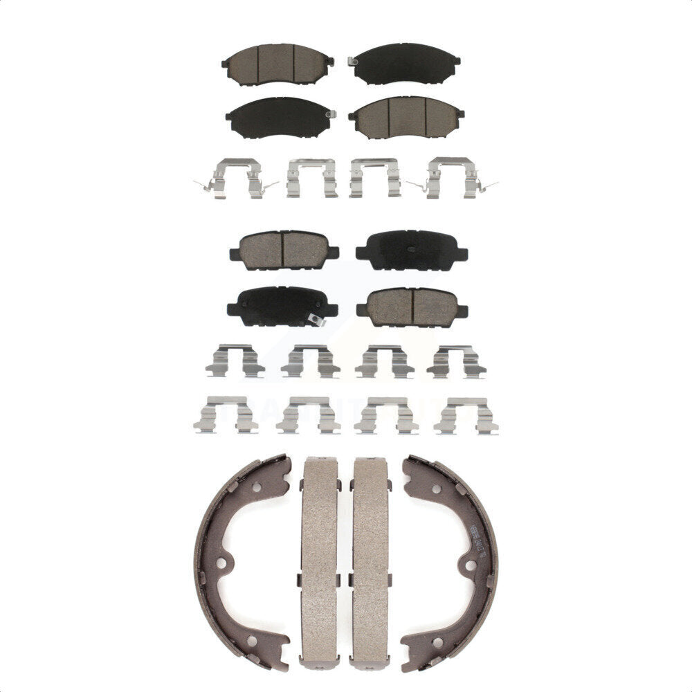 Ceramic Brake Pads & Parking Shoe Front Rear Kit For Nissan Murano INFINITI FX35