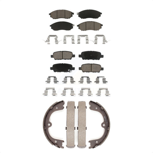 Ceramic Brake Pads & Parking Shoe Front Rear Kit For Nissan Murano INFINITI FX35