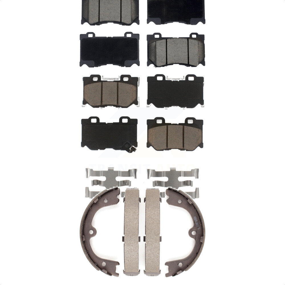 Ceramic Brake Pads And Parking Shoes Front Rear Kit For 2009-2013 INFINITI FX50