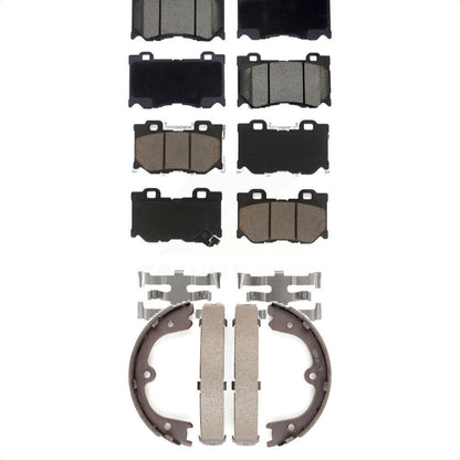 Ceramic Brake Pads And Parking Shoes Front Rear Kit For 2009-2013 INFINITI FX50