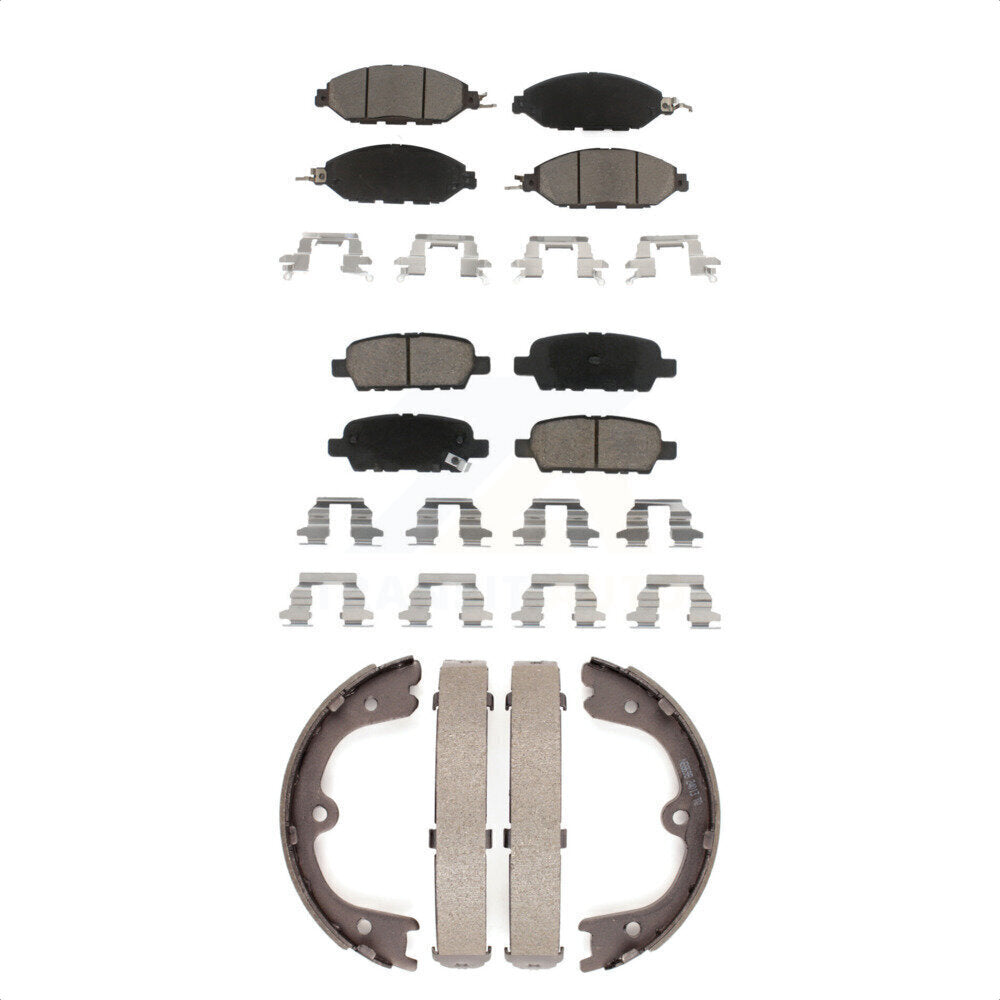 Ceramic Brake Pads & Parking Shoes Front Rear Kit For Nissan Pathfinder INFINITI