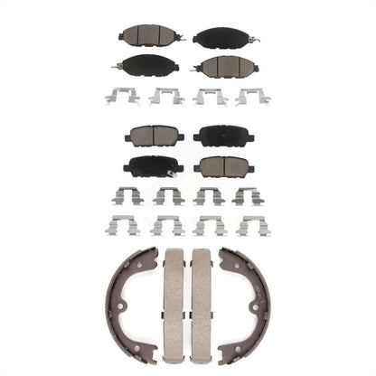 Ceramic Brake Pads & Parking Shoes Front Rear Kit For Nissan Pathfinder INFINITI