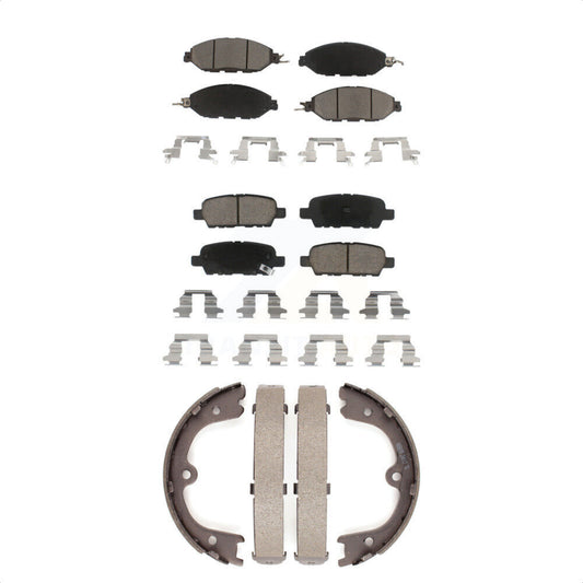 Ceramic Brake Pads & Parking Shoes Front Rear Kit For Nissan Pathfinder INFINITI