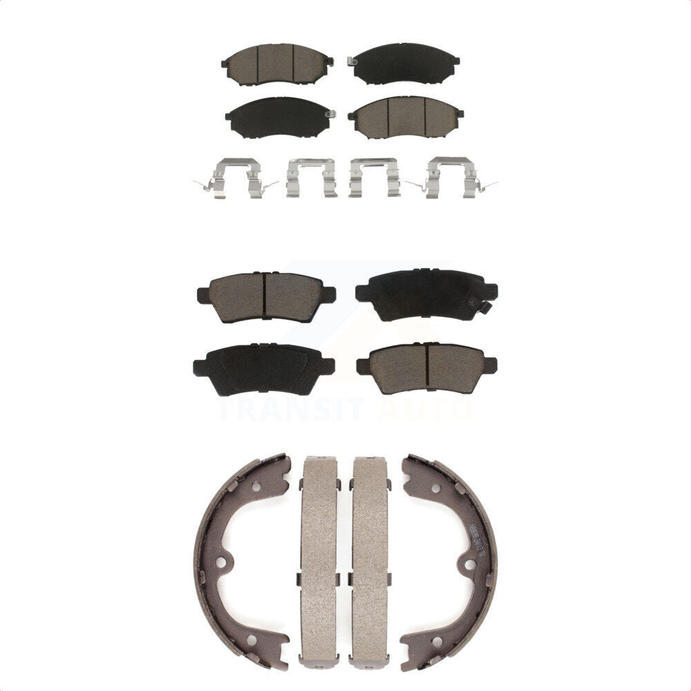 Ceramic Brake Pads Parking Shoes Front Rear Kit For 08-12 Nissan Pathfinder 5.6L