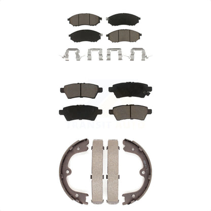 Ceramic Brake Pads Parking Shoes Front Rear Kit For 08-12 Nissan Pathfinder 5.6L