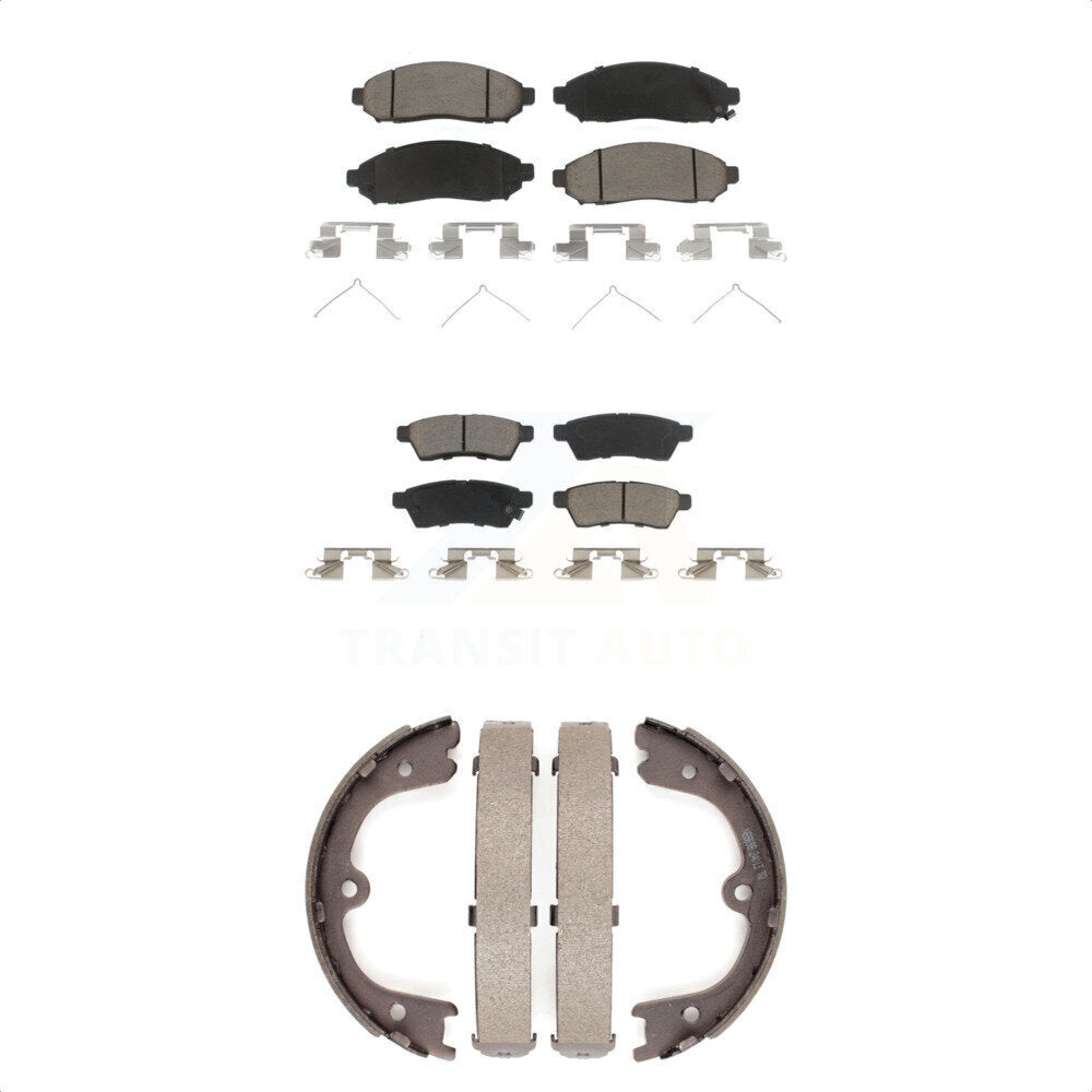 Ceramic Brake Pads And Parking Shoes Front Rear Kit For Nissan Frontier Xterra