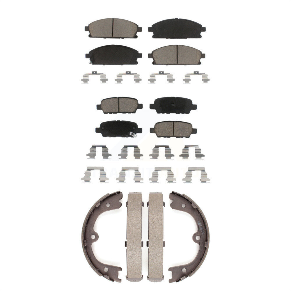 Ceramic Brake Pads And Parking Shoes Front Rear Kit For 2006-2009 Nissan Quest