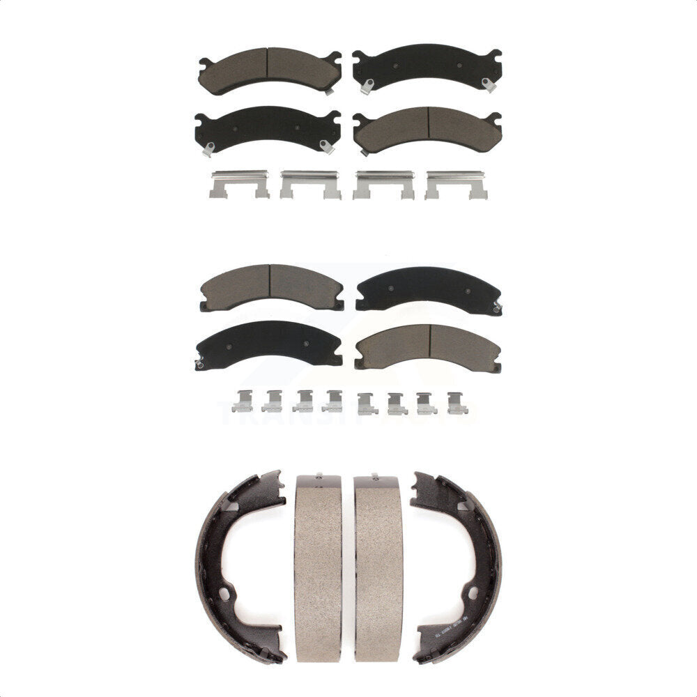 Ceramic Brake Pads And Parking Shoes Front Rear Kit For GMC Savana 3500