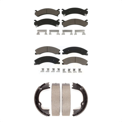 Ceramic Brake Pads And Parking Shoes Front Rear Kit For GMC Savana 3500