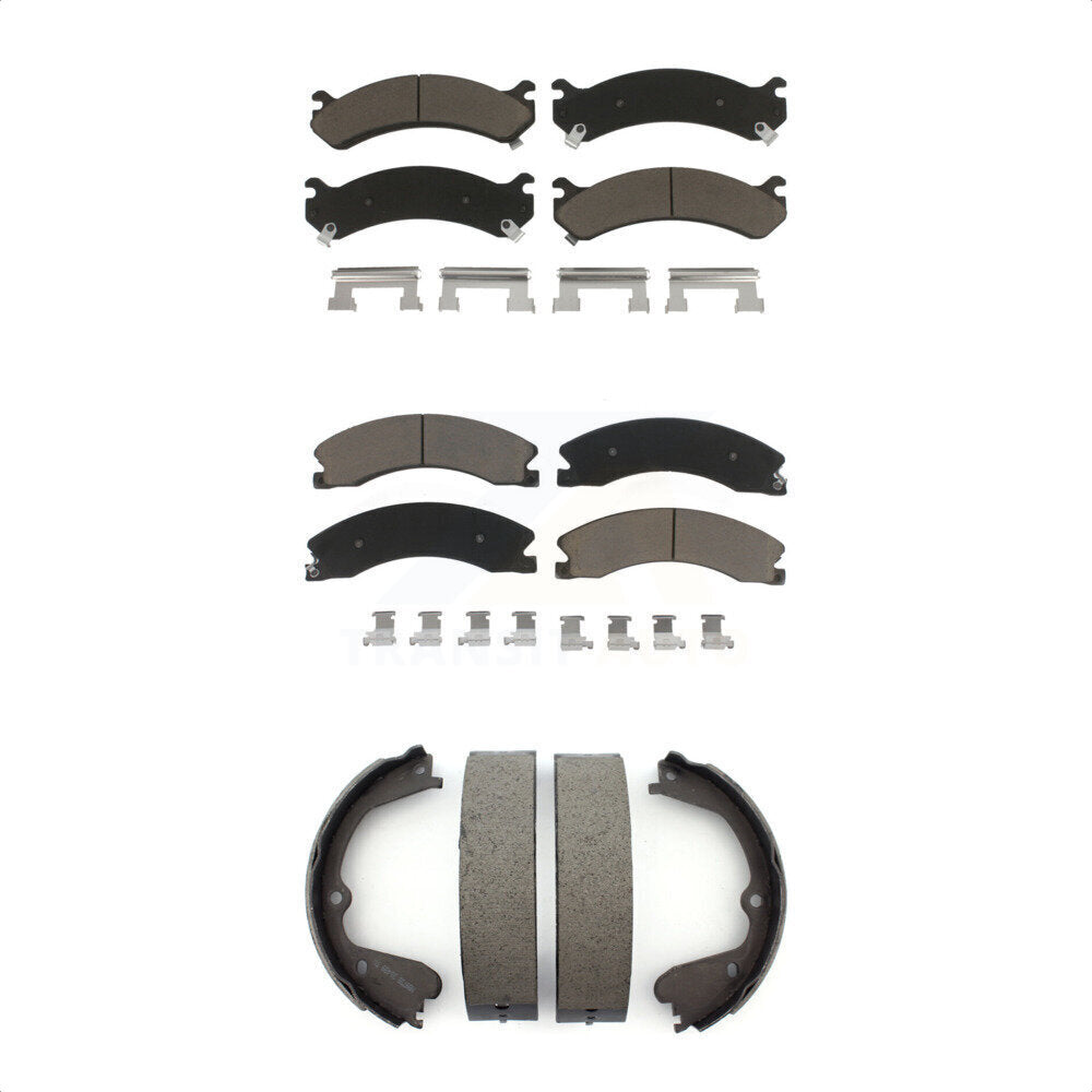 Ceramic Brake Pads & Parking Shoes Front Rear Kit For Chevrolet Express 3500 GMC