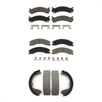 Ceramic Brake Pads & Parking Shoes Front Rear Kit For Chevrolet Express 3500 GMC
