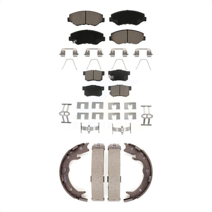 Ceramic Brake Pads And Parking Shoes Front Rear Kit For Honda CR-V Element