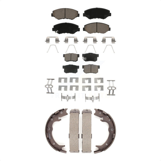 Ceramic Brake Pads And Parking Shoes Front Rear Kit For Honda CR-V Element