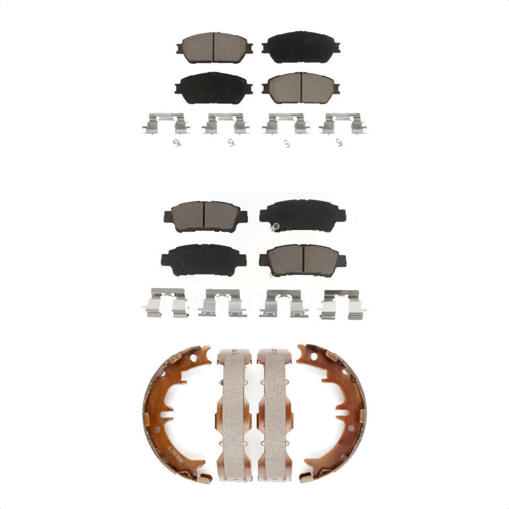 Ceramic Brake Pads And Parking Shoes Front Rear Kit For 2004-2010 Toyota Sienna