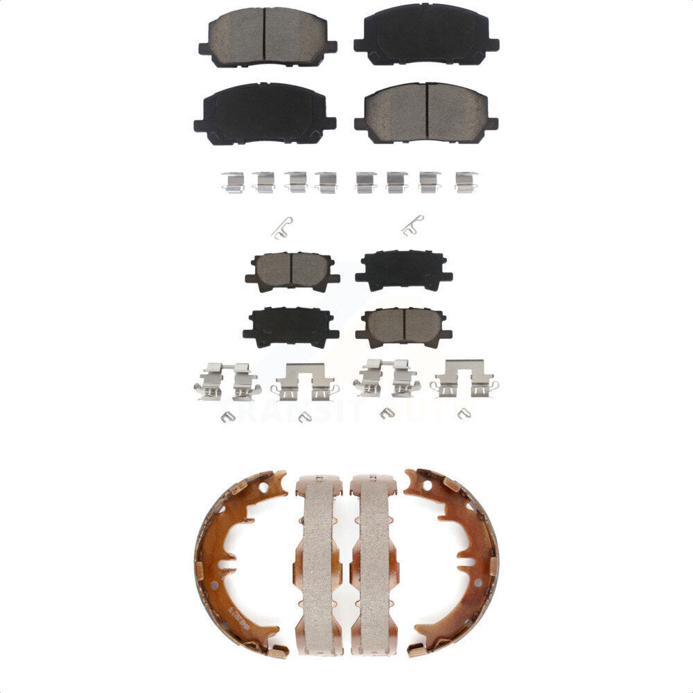 Ceramic Brake Pads And Parking Shoes Front Rear Kit For Toyota Highlander